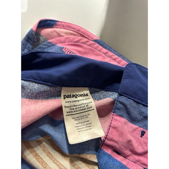 Patagonia Wavefarer Board Shorts Women's 2 Fitz Stripe Blue 5" Swim Trunks - Picture 5 of 8